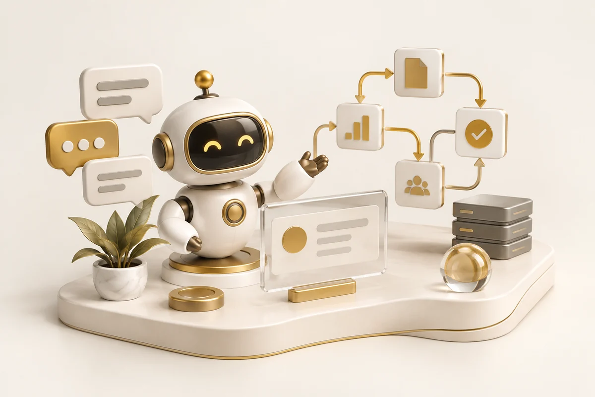 3D illustration: AI assistant and automated conversations