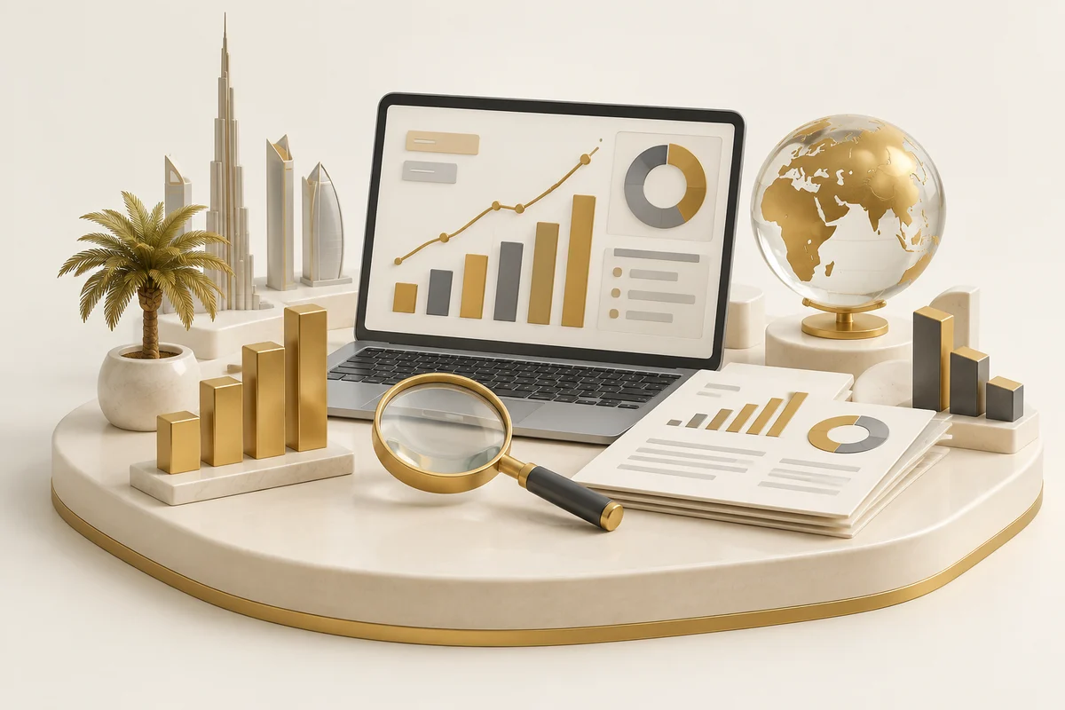 3D illustration: Analytics charts and reporting