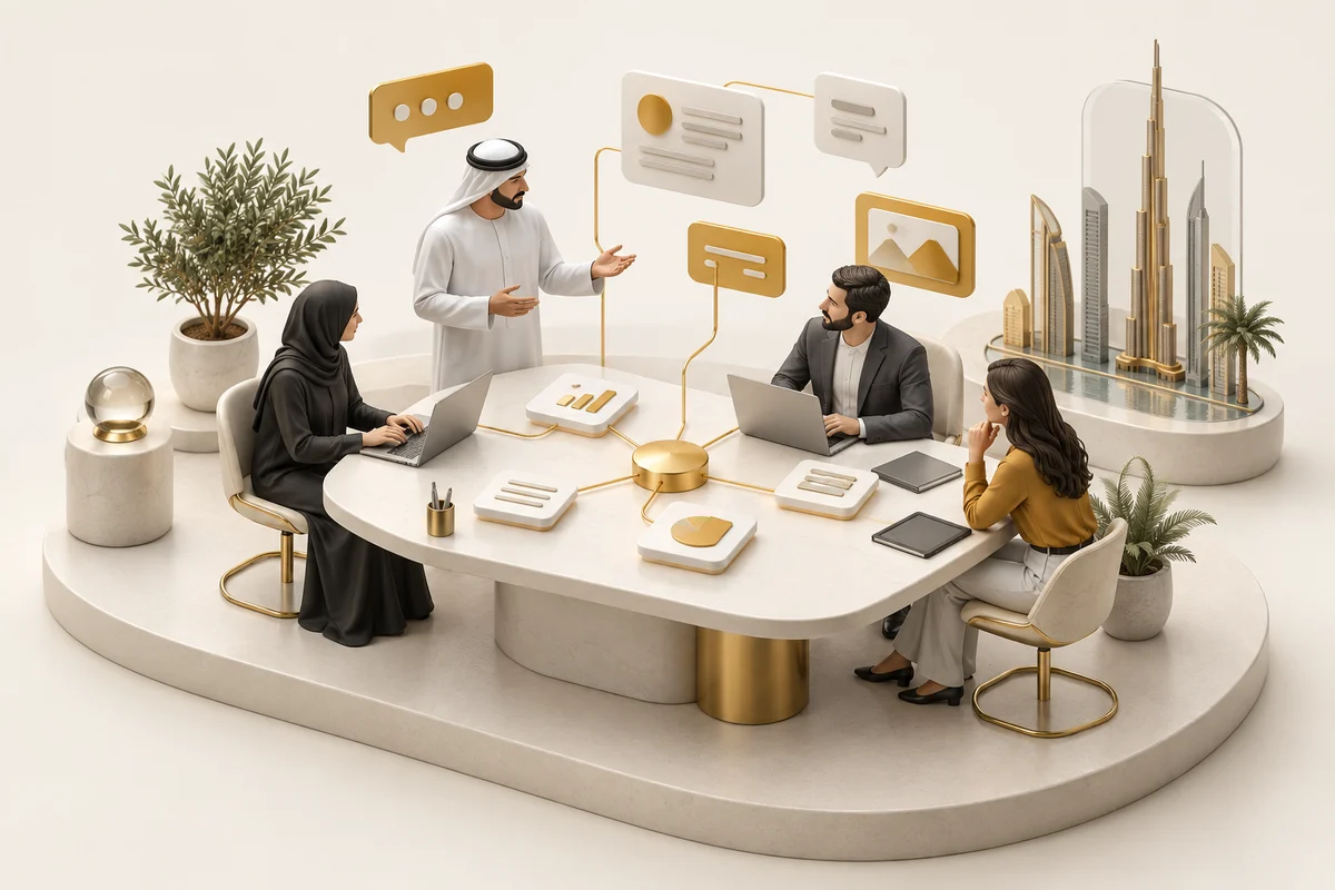 3D illustration: Team collaboration and communication