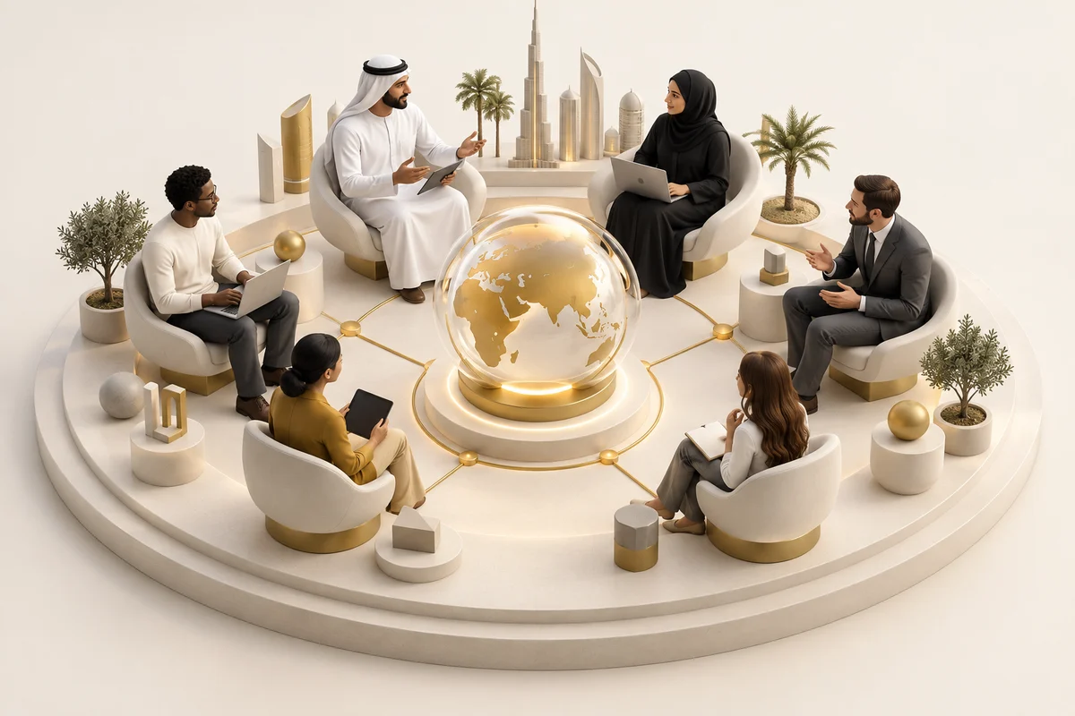 3D illustration: People connected through community support