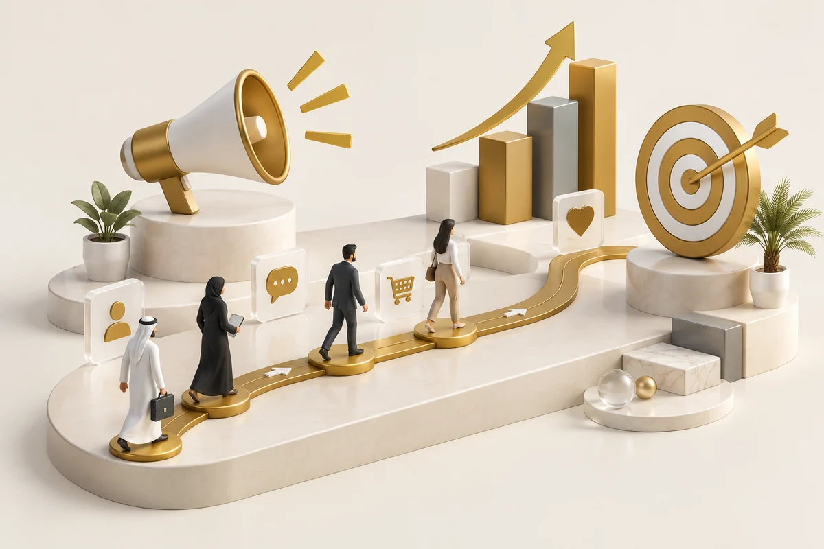 3D illustration: Marketing, customers and business growth