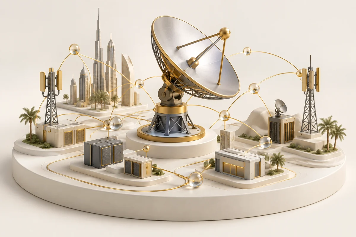 3D illustration: Telecommunications and network infrastructure